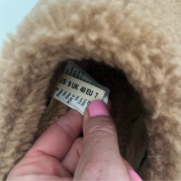 Anthropology Camel Tan Sherpa Slippers with tread bottoms size 9 - Picture 5 of 7